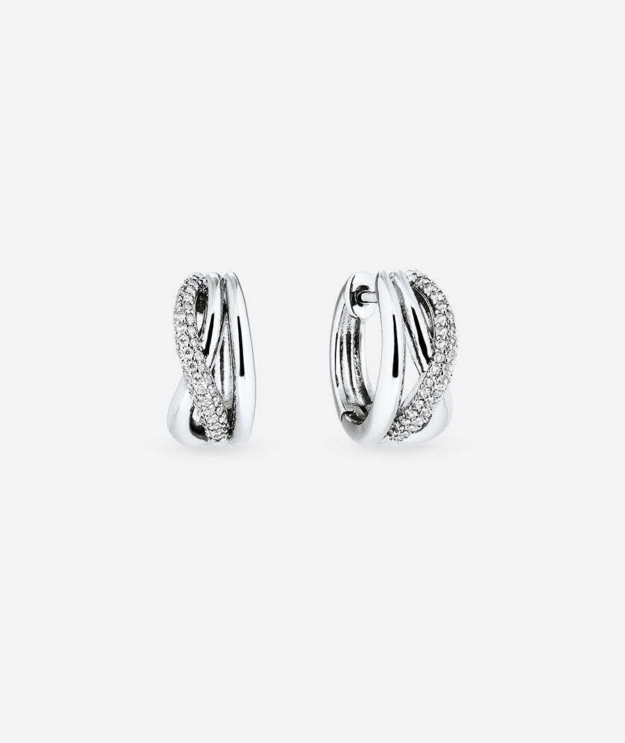 Earrings Duna Interlaced Hoop 8 mm with Zirconia