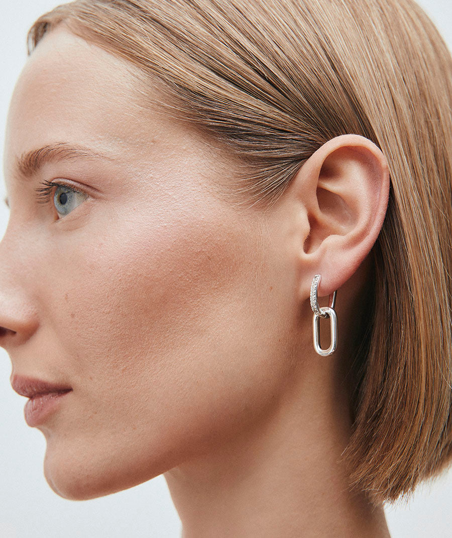 Earrings Link Hoop 2,6 mm with Zirconia