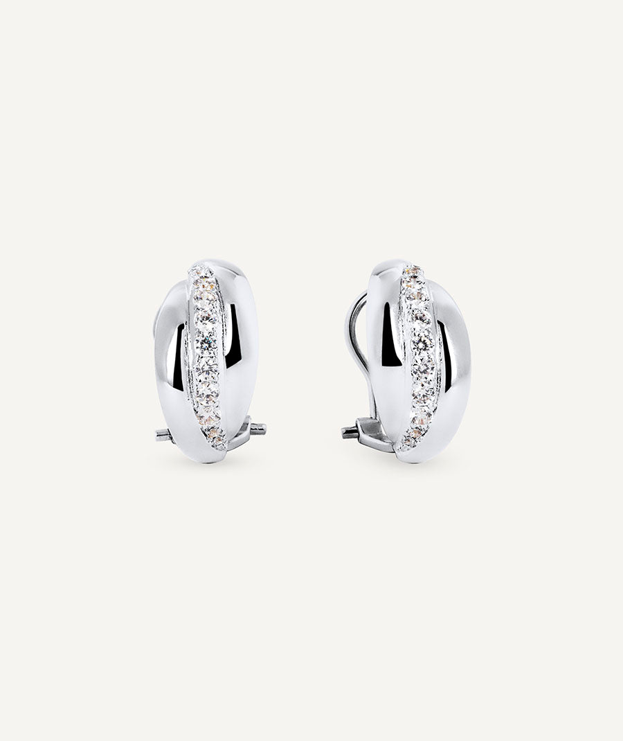 Earrings Thick Crescent with Zirconia