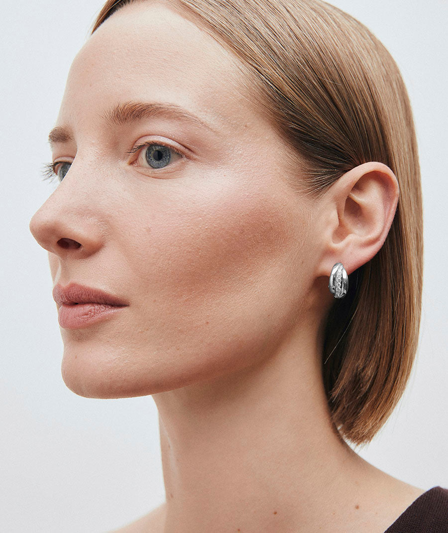 Earrings Thick Crescent with Zirconia