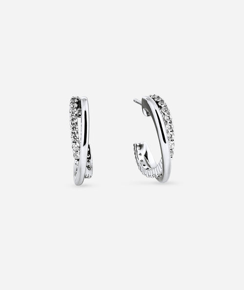 Earrings Interlaced Hoop 5 mm with Zirconia
