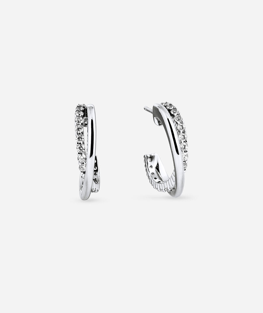 Earrings Interlaced Hoop 5 mm with Zirconia