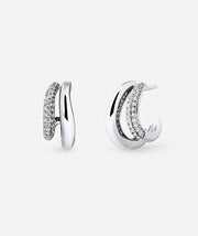 Earrings Double Open Hoop 7 mm with Zirconia