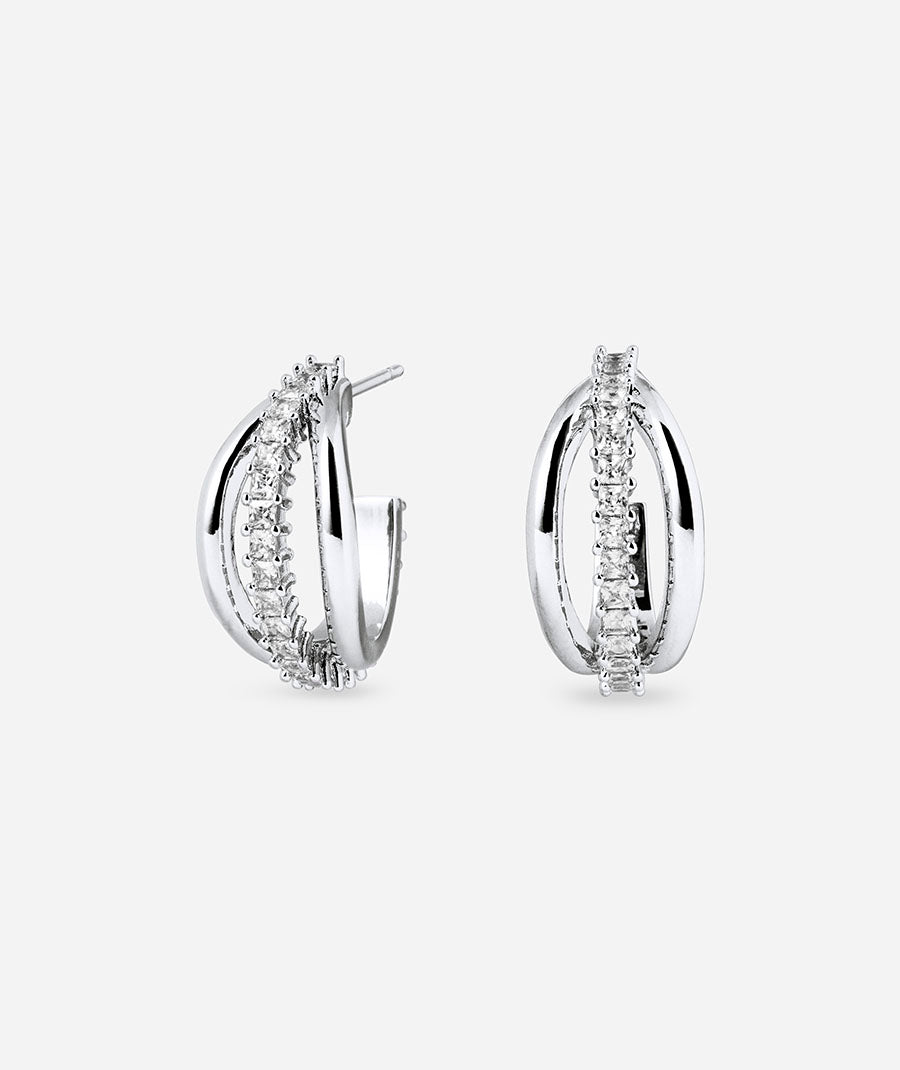 Earrings Open Hoop with Zirconia