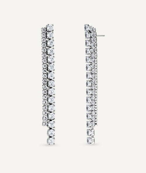 Earrings Lucent long cascade of zircons