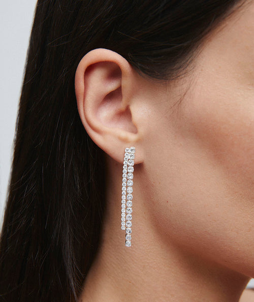 Earrings Lucent long cascade of zircons secundaria