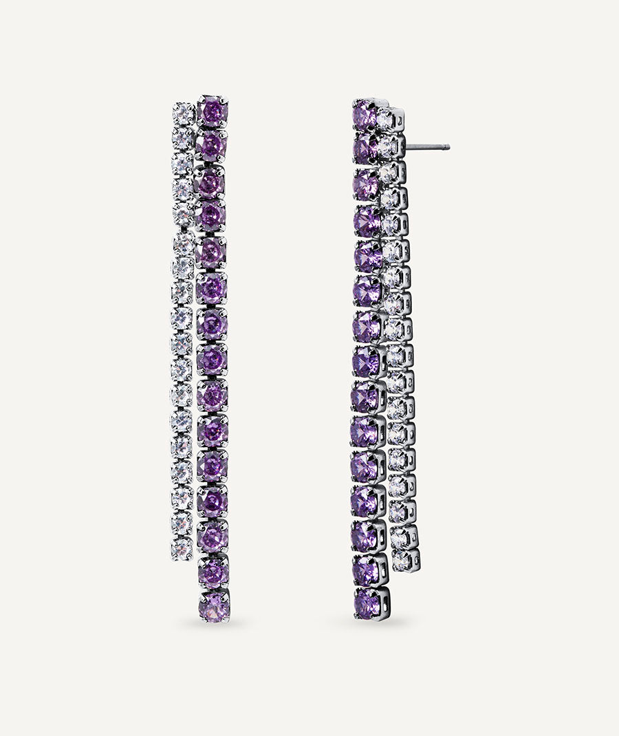 Earrings Lilia long cascade of zircons
