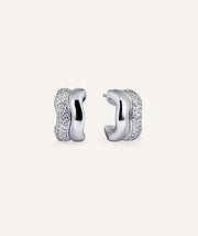 Wavy crescent earrings with zirconia