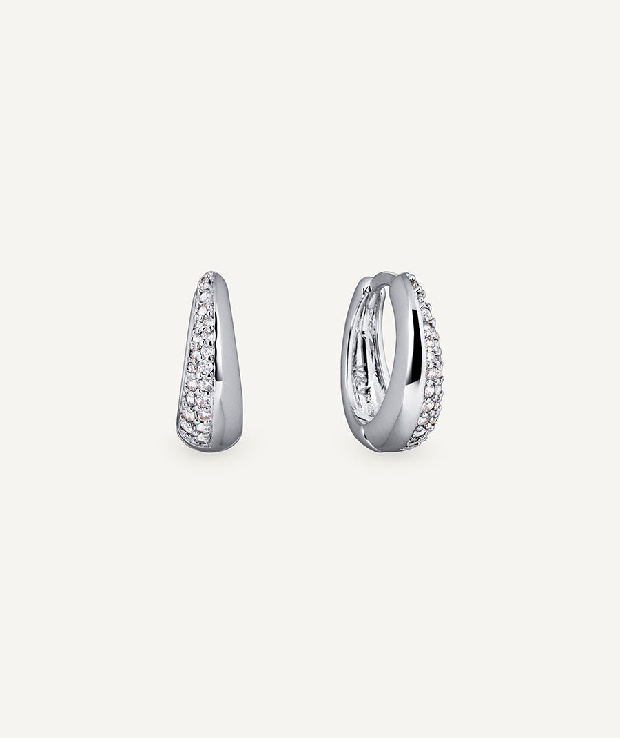 Earrings Round Hoop with Zirconia