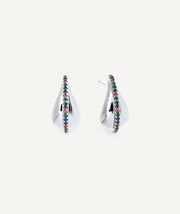 Earrings Flux half-moon with multicolour zircons