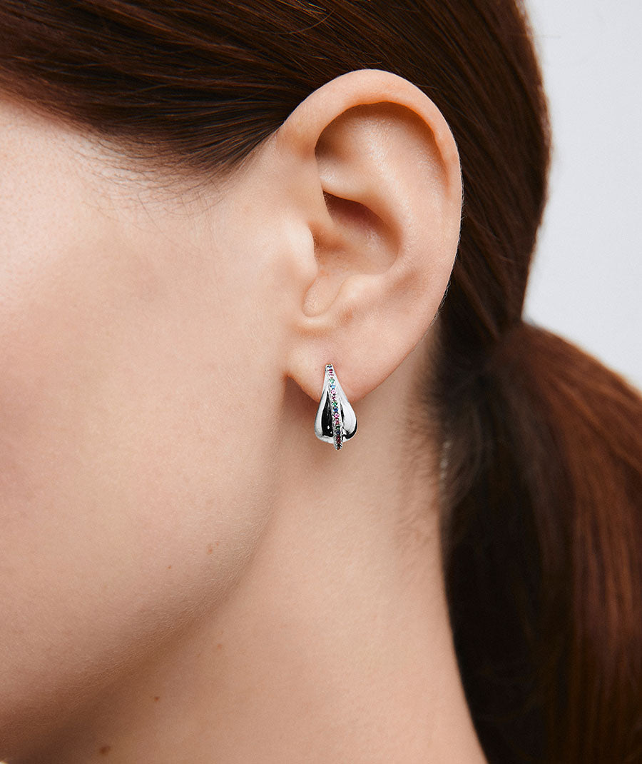 Pendientes semiluna Flux con circonitas multicolores