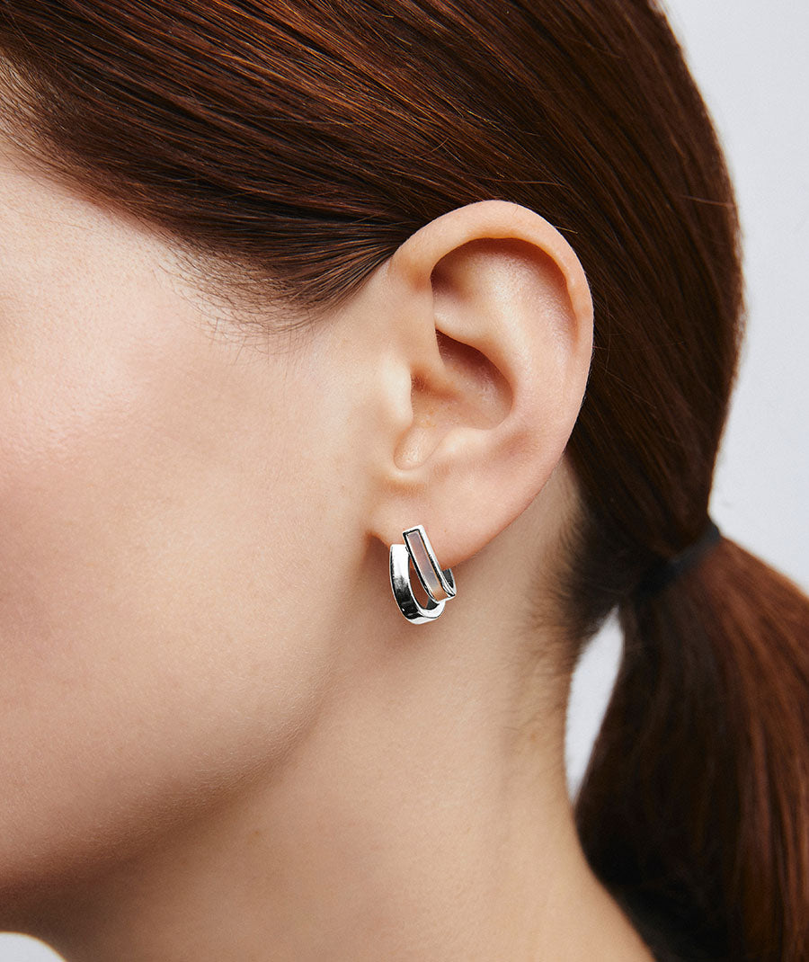 Pendientes semiluna dúo Carol con madreperla