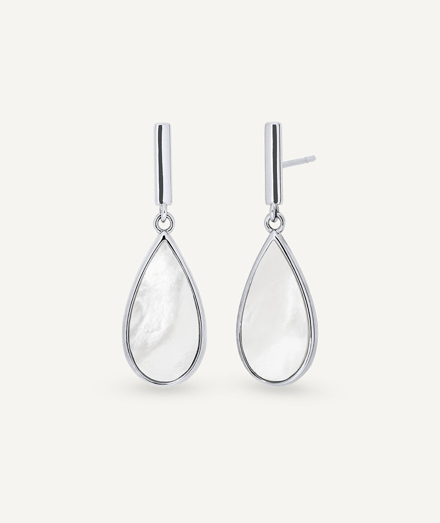 Pendientes semi-largos Fusión con madreperla blanca