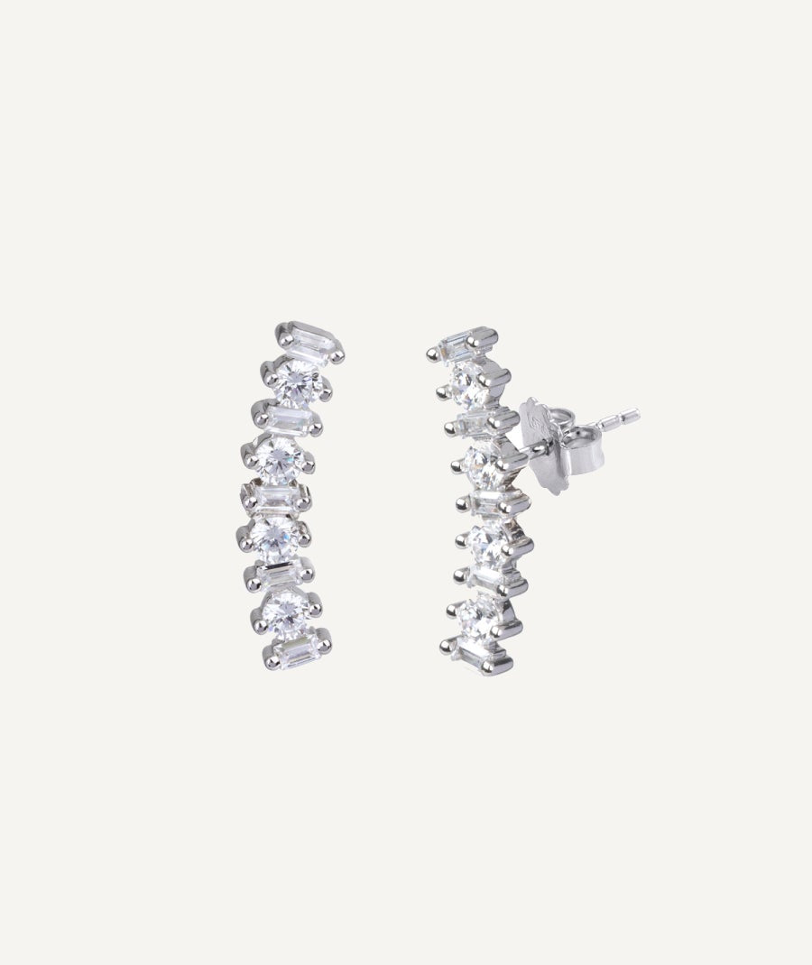 Silver earrings Platinum finish zircons