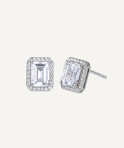 Earrings Platinum Zirconia Square