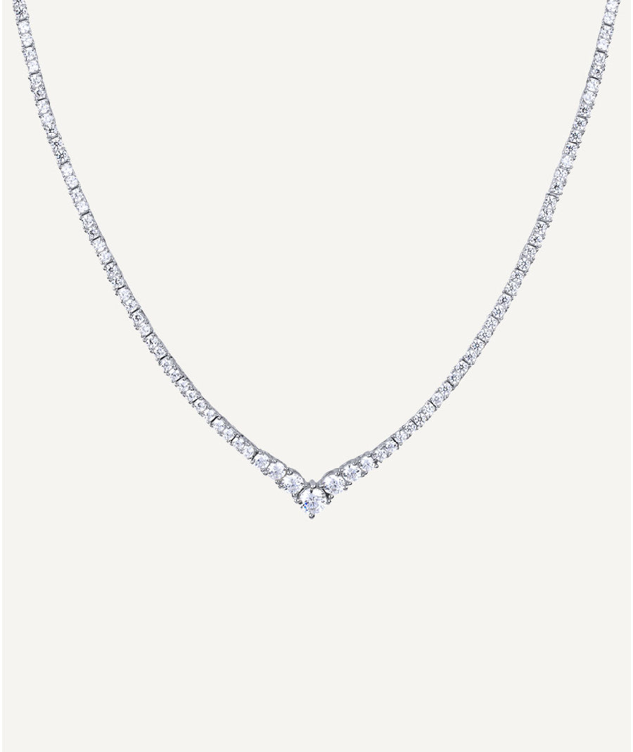 Collar Plata acabado Platino circonitas