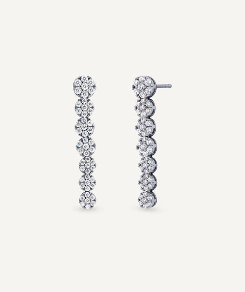 Earrings Fiore long with zirconia stones