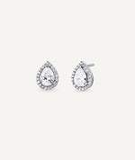 Earrings Claret Button with Zirconia Teardrop
