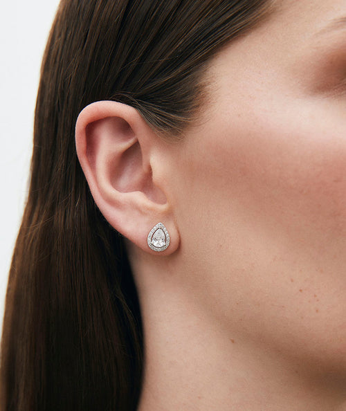 Earrings Claret Button with Zirconia Teardrop secundaria