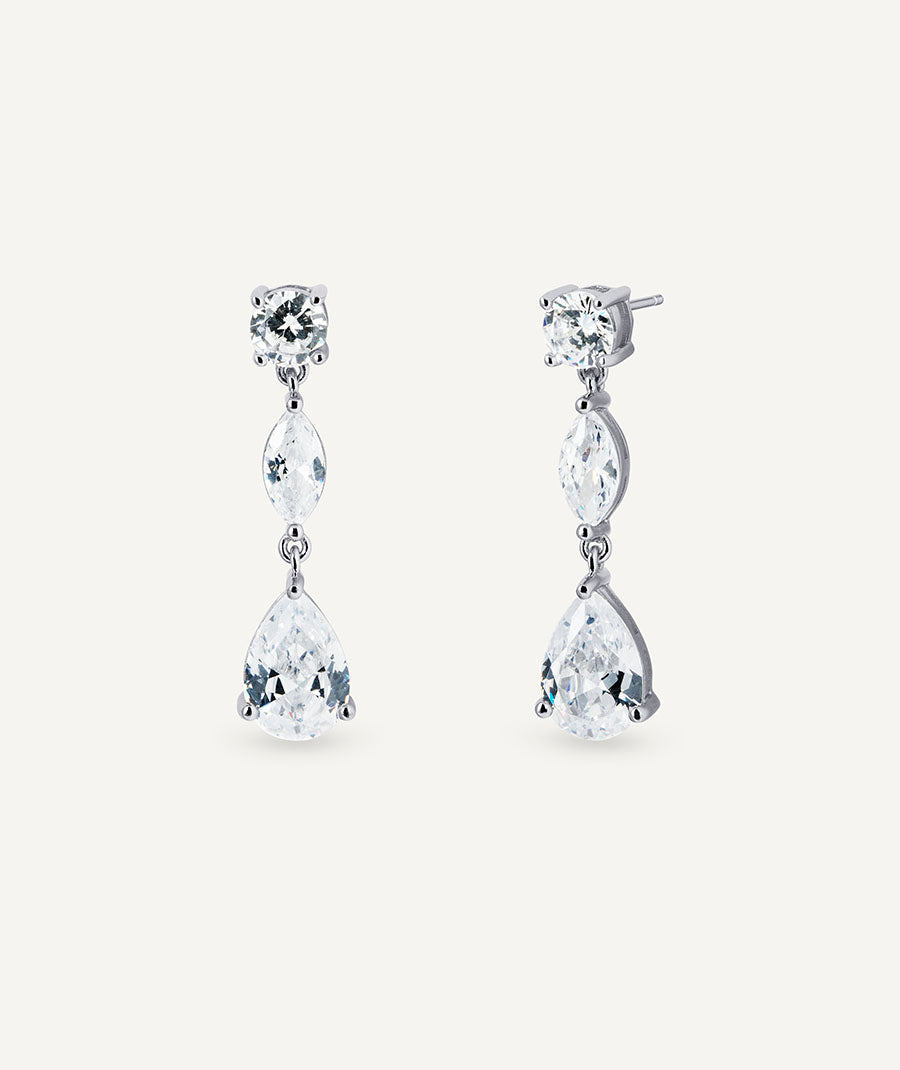 Claret Long Earrings with Cubic Zirconia