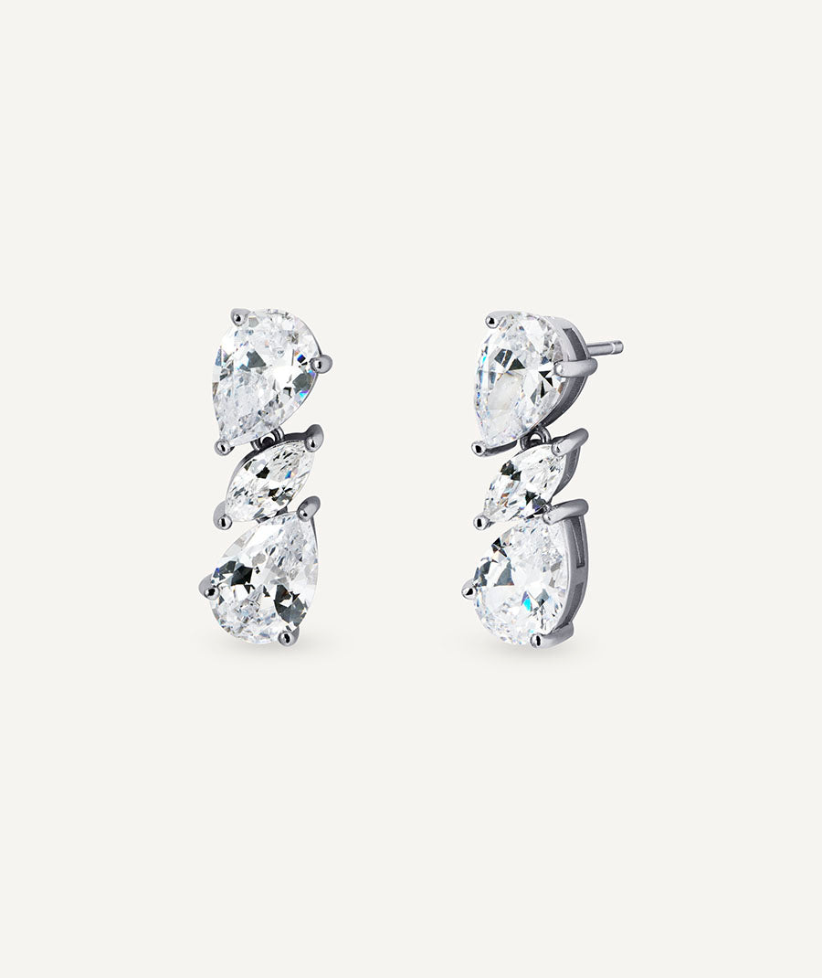 Earrings triple drop with zirconia
