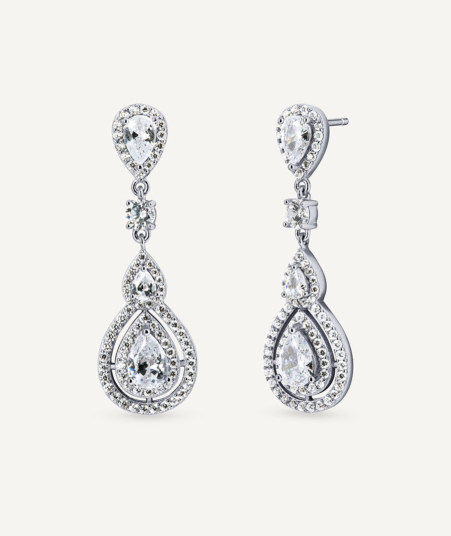 Long Claret teardrop earrings with zirconia