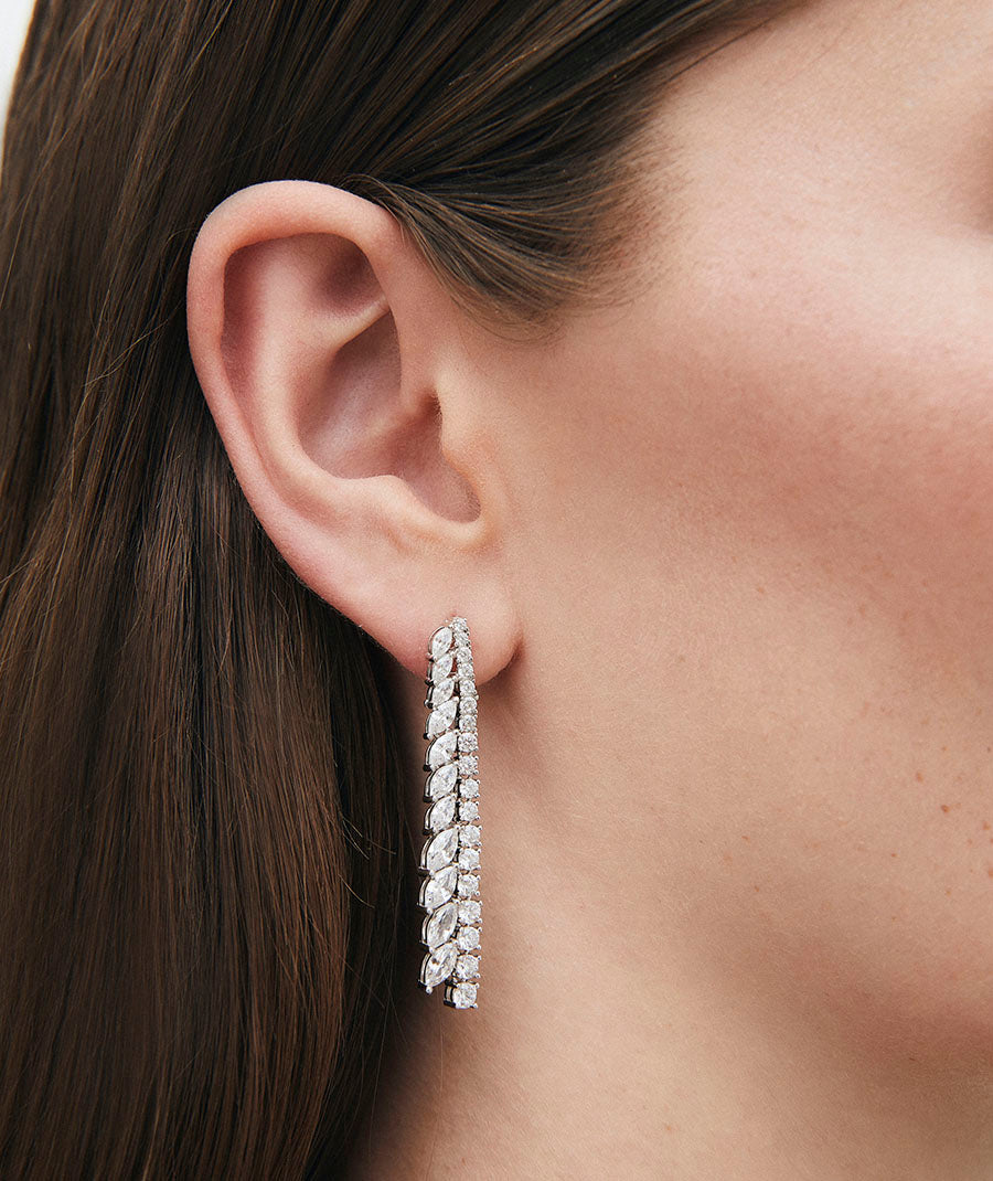 Llum Long Cascade Earrings with Cubic Zirconia