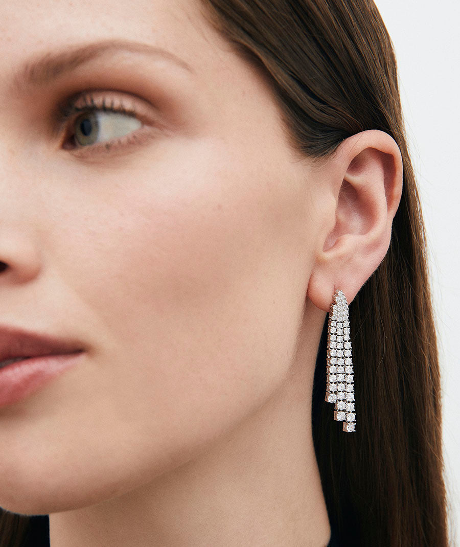 Llum Long Cascade Earrings with Cubic Zirconia