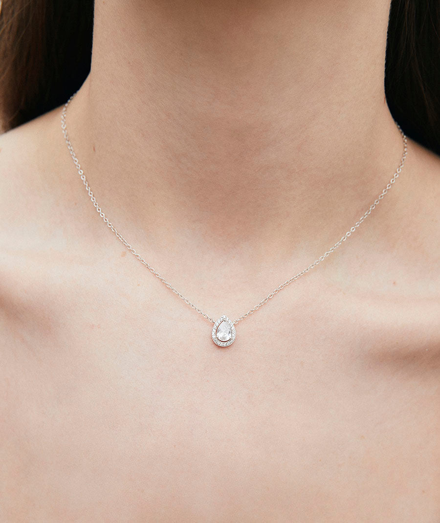 Claret Necklace with Teardrop Cubic Zirconia