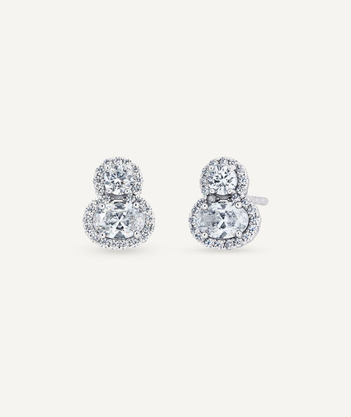 Earrings button Lily with cubic zirconia