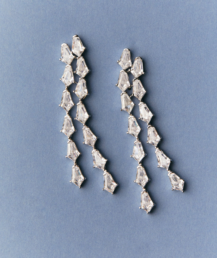 Earrings long Luce cascade with cubic zirconia