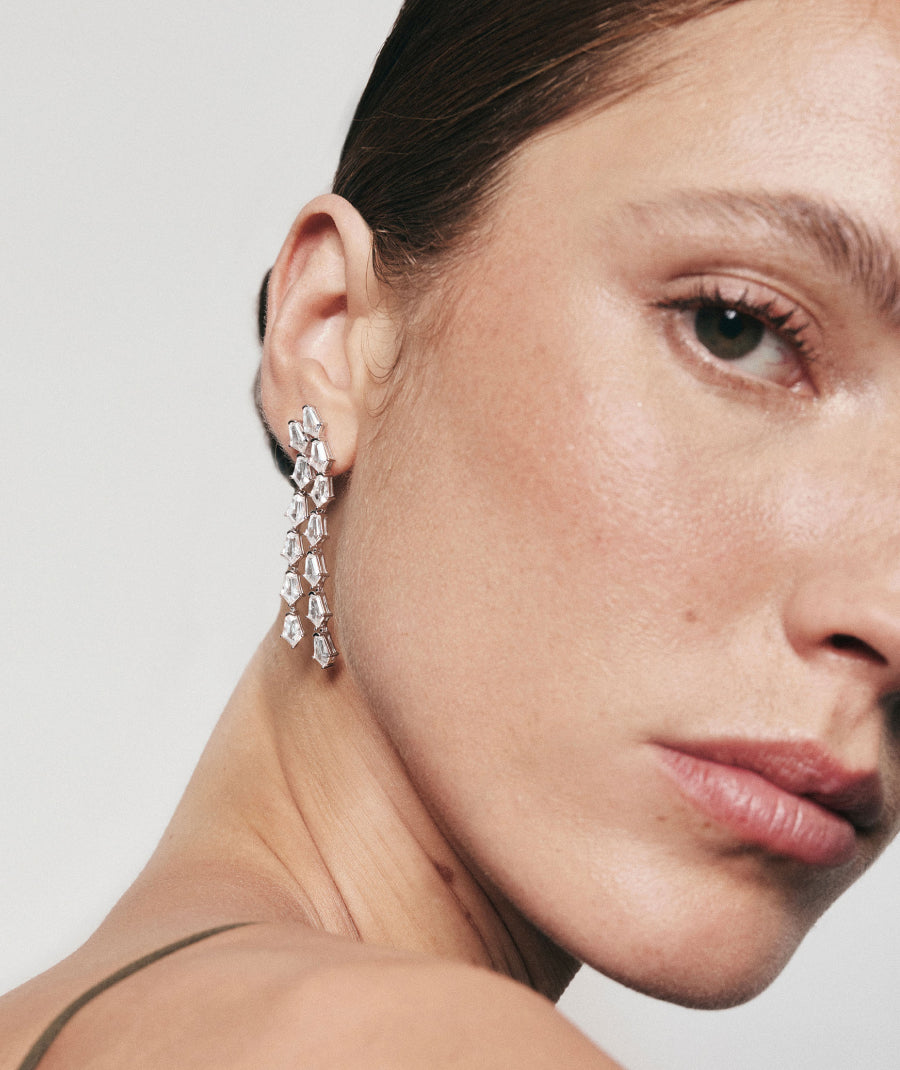 Earrings long Luce cascade with cubic zirconia
