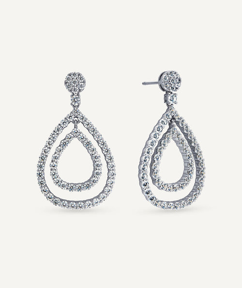 Pendientes semilargos Fiore con gotas de circonitas