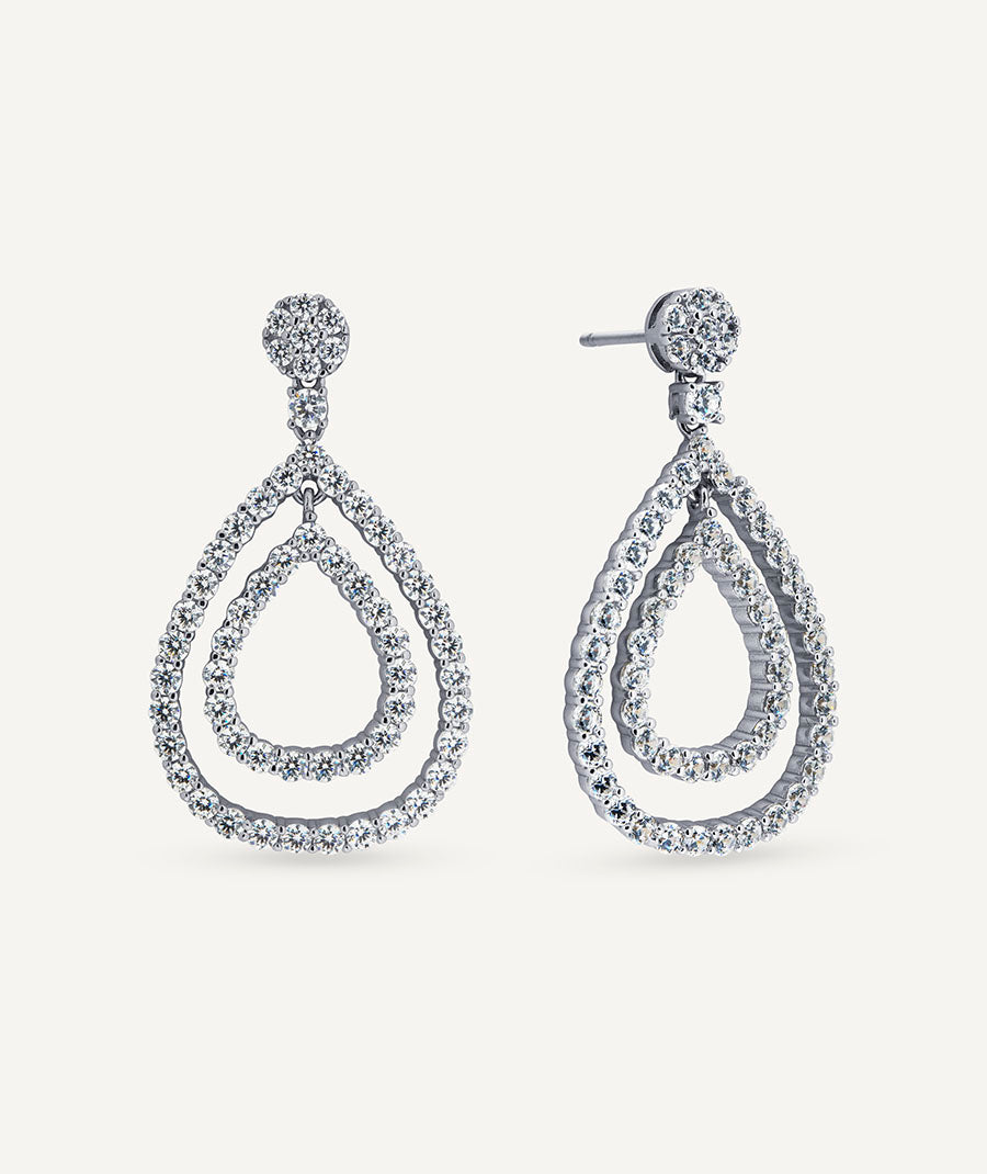 Pendientes semilargos Fiore con gotas de circonitas