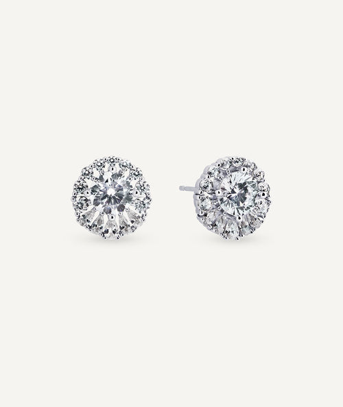 Earrings button Orquídea with cubic zirconia
