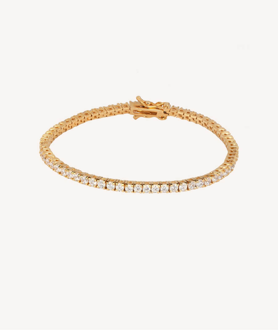 Bracelet Gold finished Silver Zirconia Garra 2,5X7mm