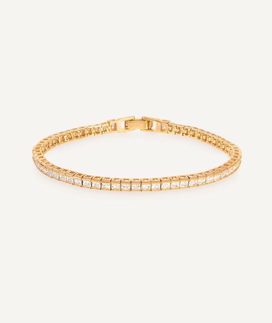 Bracelet Gold finished Silver Zirconia 2,5X6,5mm