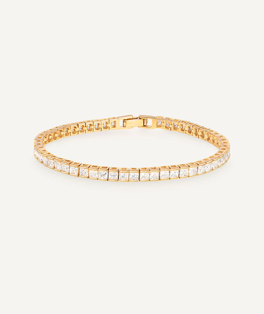Bracelet Gold finished Silver Zirconia 3X7mm