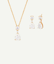 Conjunto Colgante y Pendientes Acabado Oro Lagrima