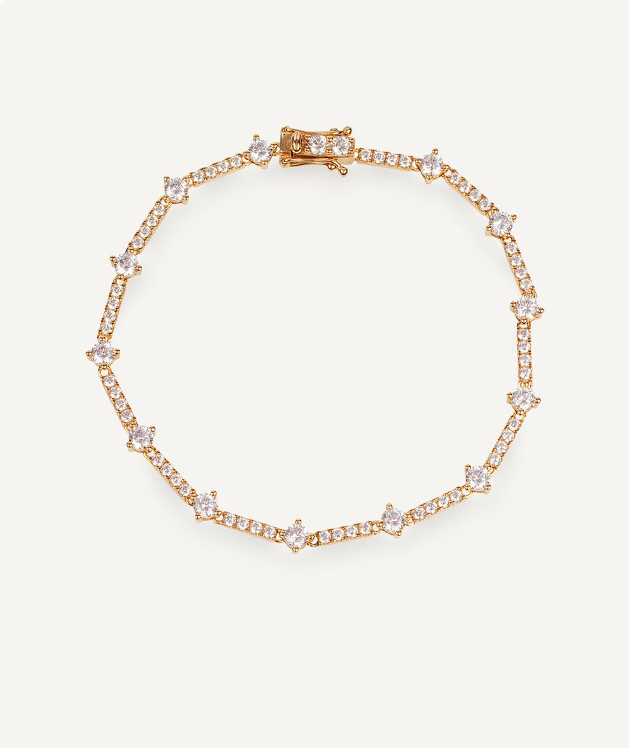 Bracelet Silver Gold 18kt zircons