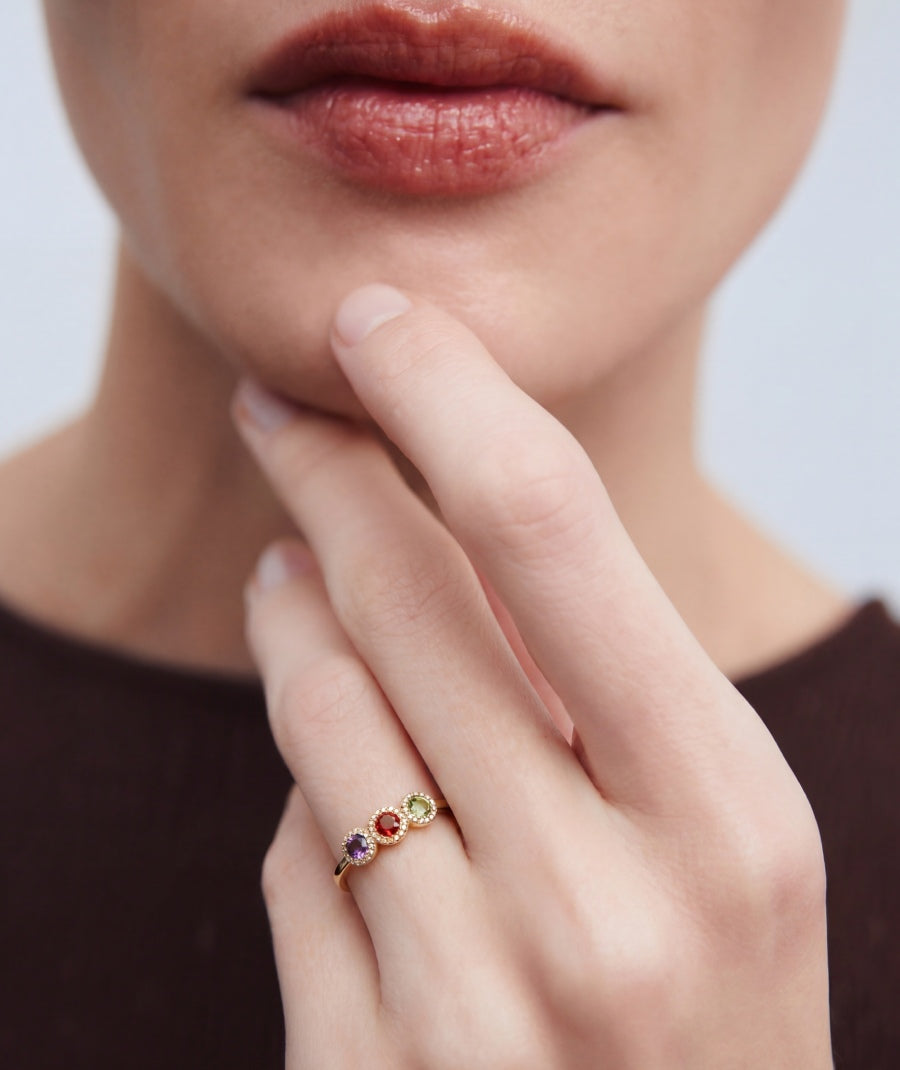 Anillo Alianza circonitas multicolor