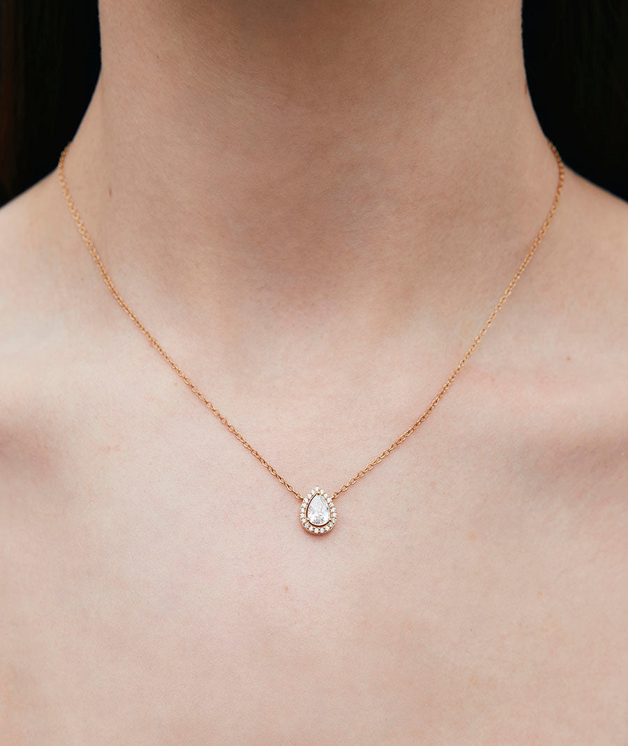 Claret Necklace with Teardrop Cubic Zirconia