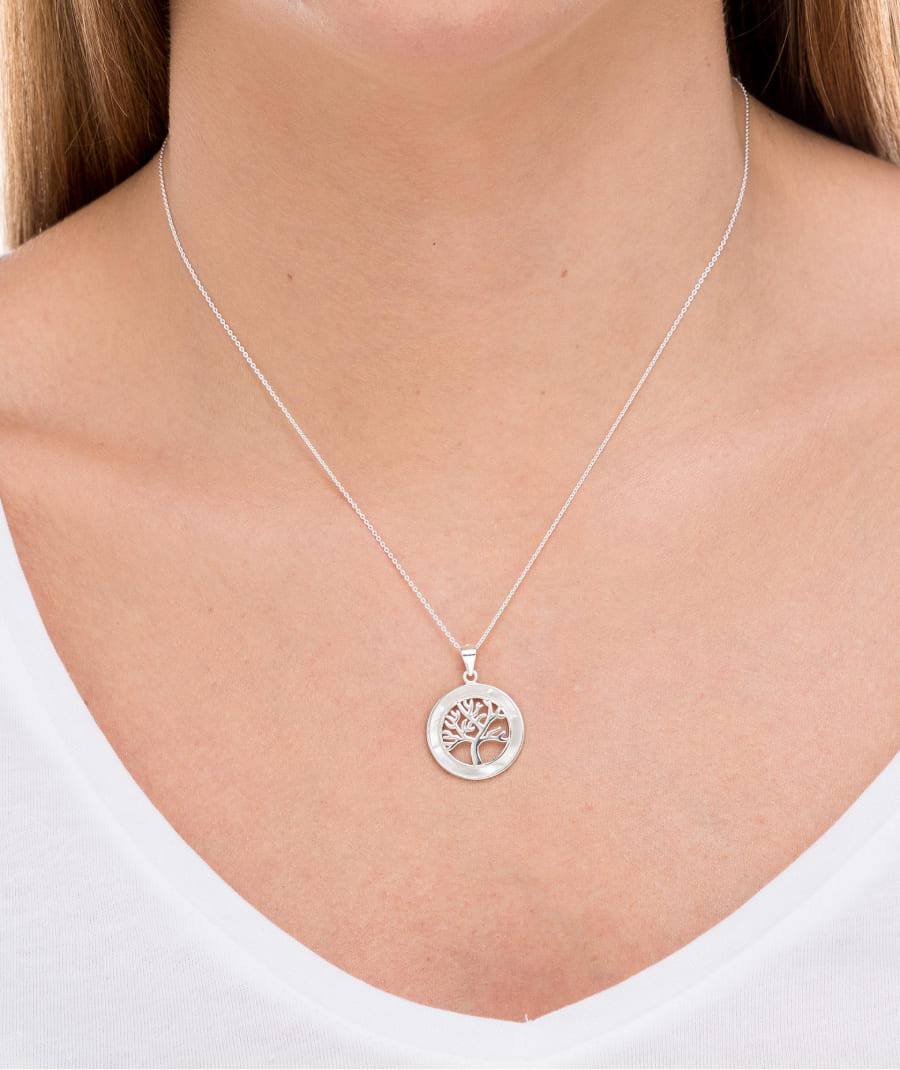 Silver Tree of Life Mother of Pearl Pendant