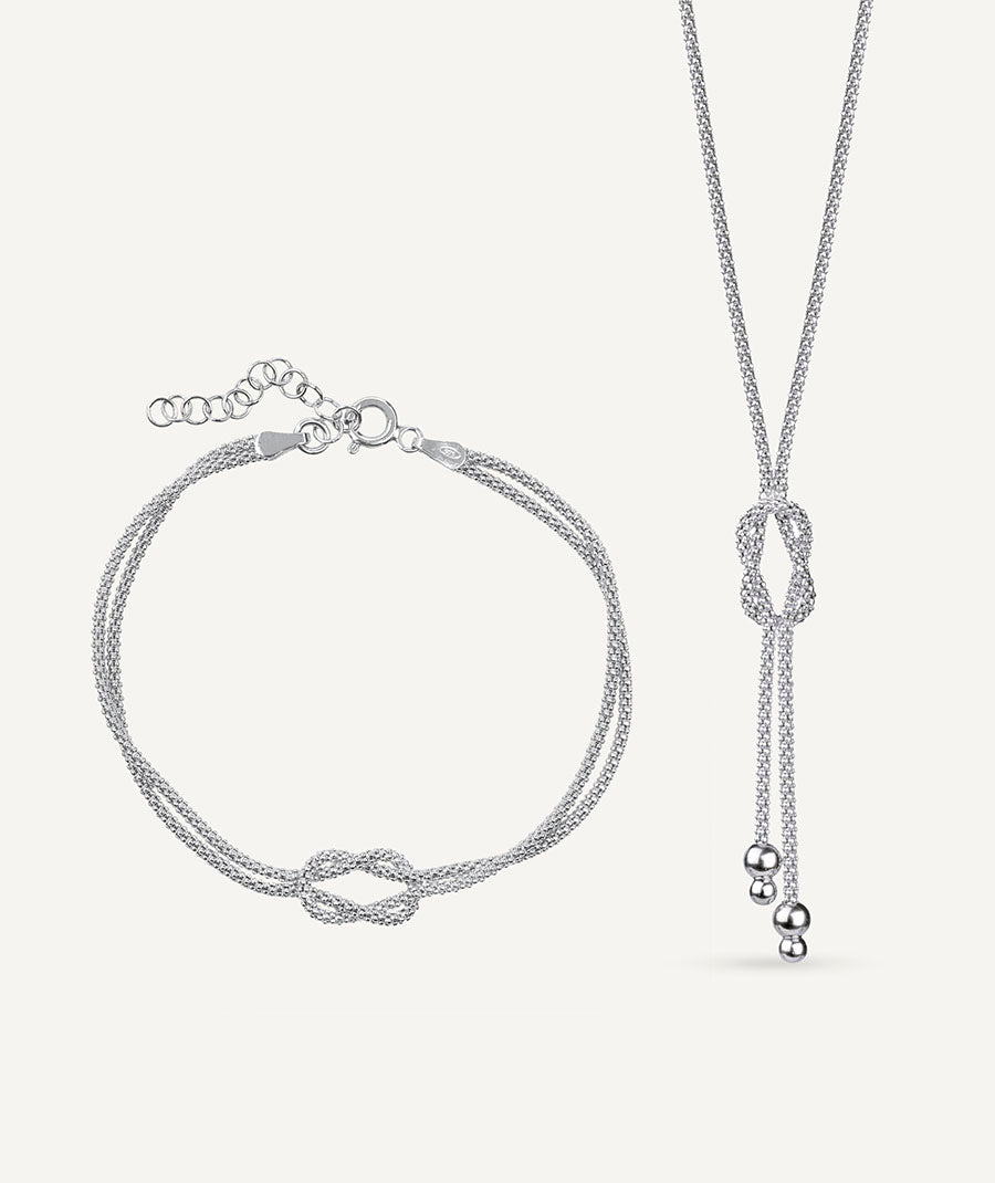 Set Lazos Eternos bracelet and necklace set
