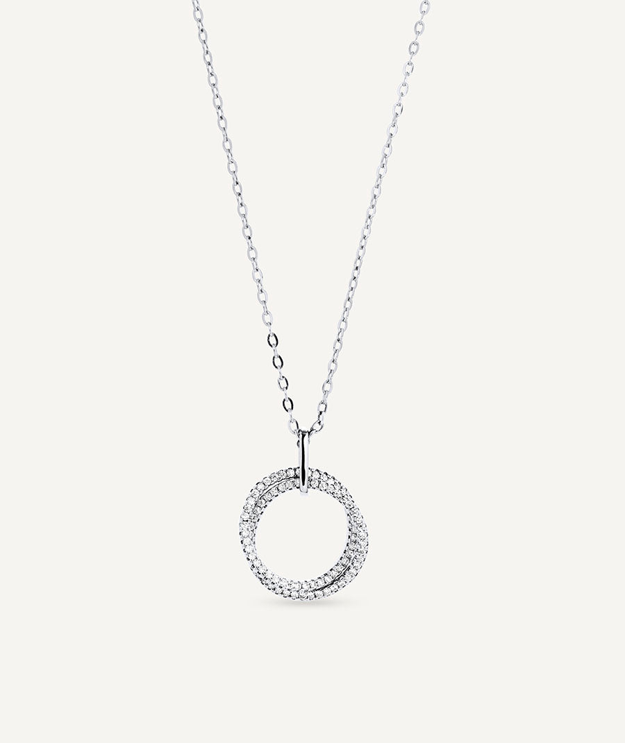 Pendant Allegretta intertwined rings with zircons