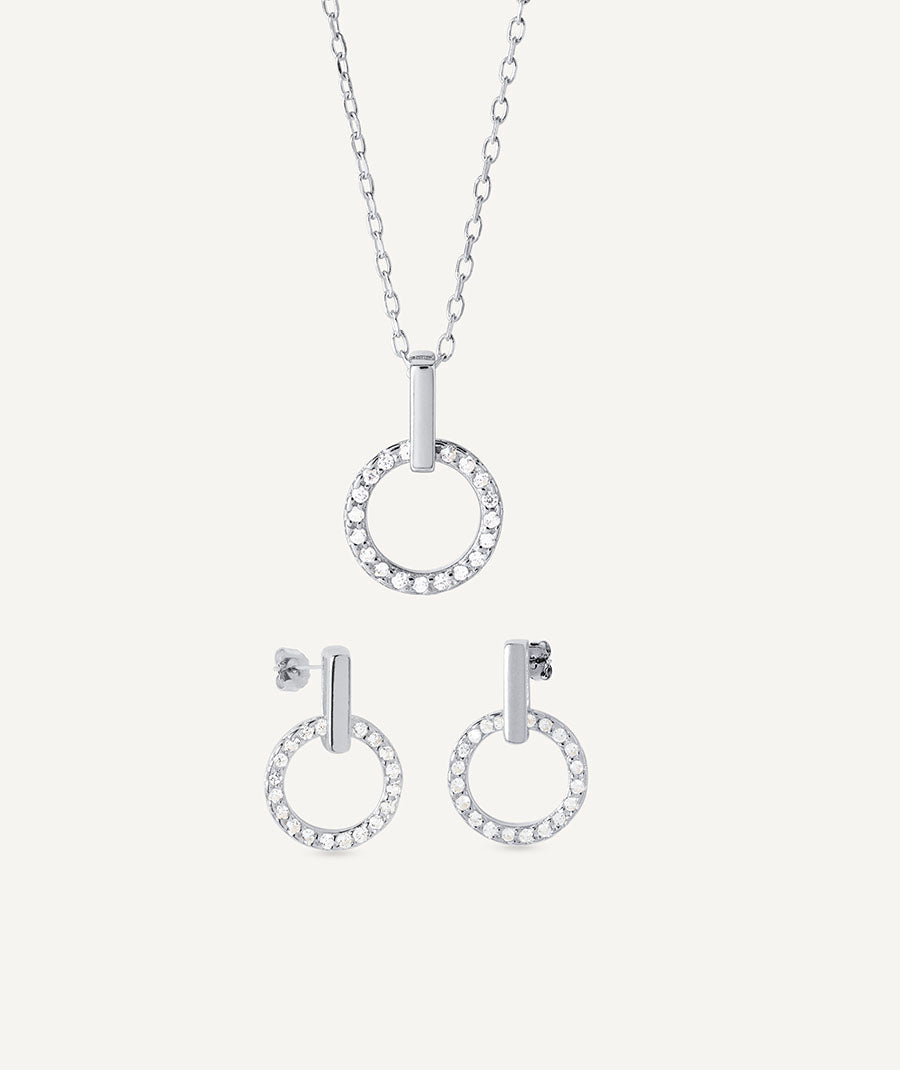 Set Círculo necklace and earrings with zirconia