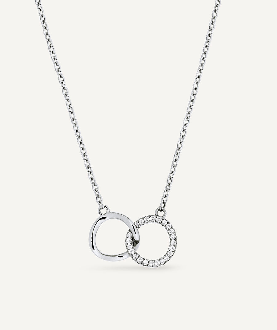 Necklace Allegretta interlocking rings with zirconia stones