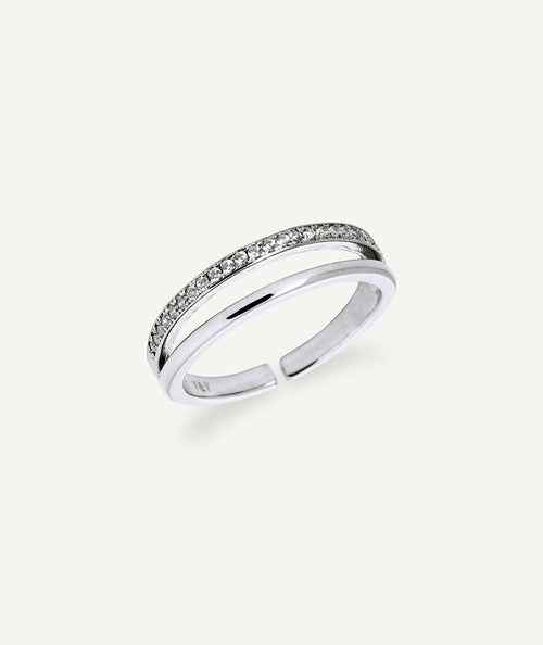 Anillo dúo abierto Twin con circonitas