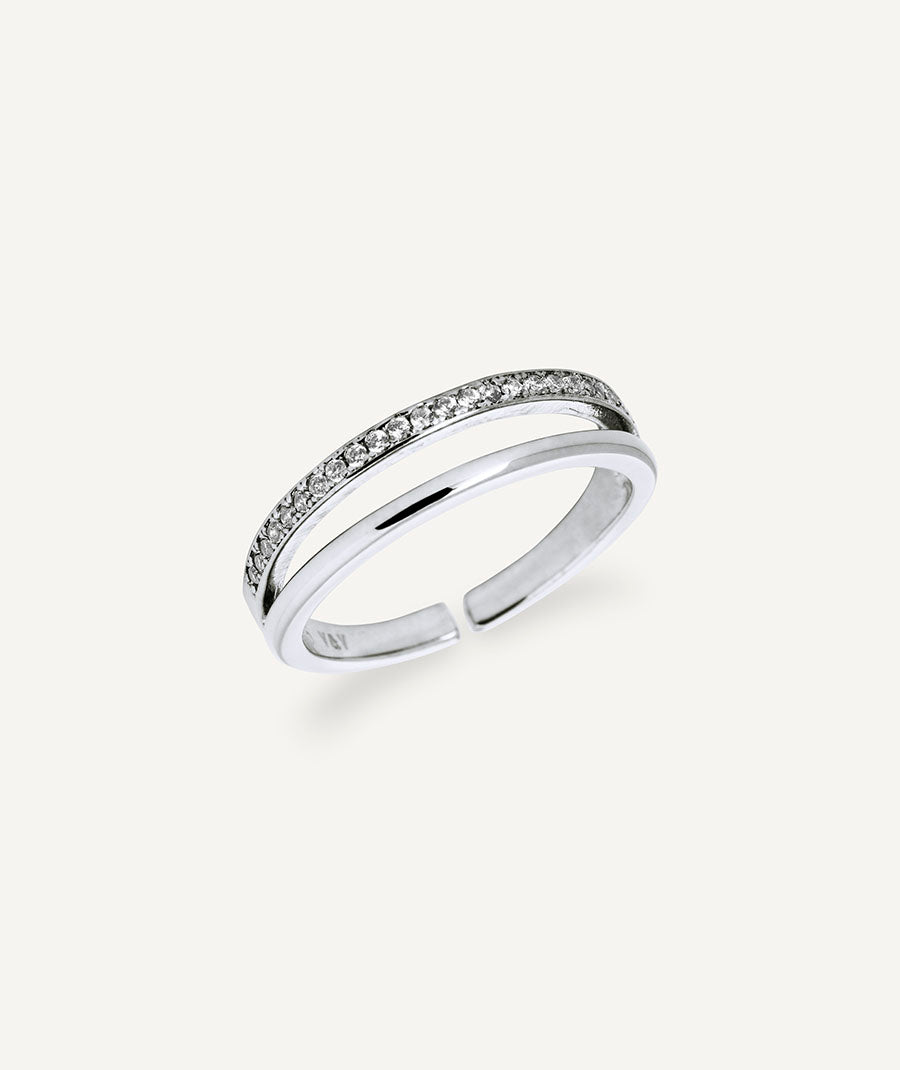 Ring Twin open duo with zirconia stones