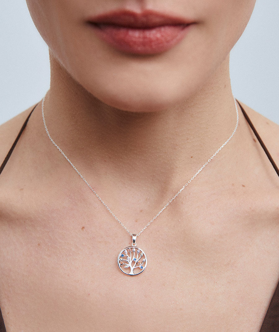 Colgante Arbol de la vida con circonitas multicolores